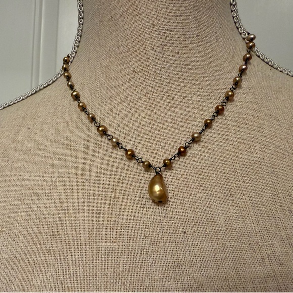 Silpada Jewelry - SILPADA NECKLACE OXIDIZED STERLING SILVER 925 LINKS COPPER FRESHWATER PEARLS 17”